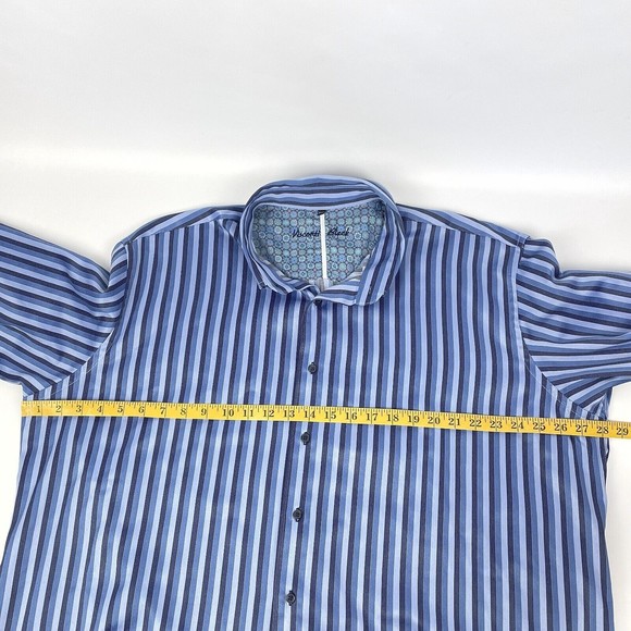 Visconti Black Men's 2XLB Blue Striped Long Sleeve Casual Shirt Flip Cuff Design - Picture 5 of 12